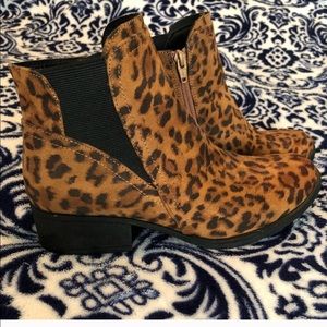 Faux cheetah booties